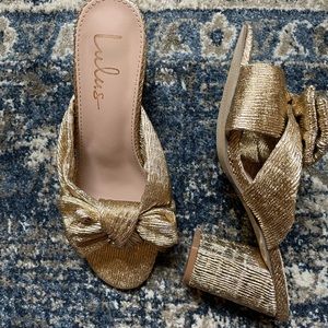 Lulus Dorothea Gold Knotted High Heel Sandals